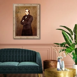«Portrait of Benjamin Disraeli Earl of Beaconsfield, 1881» в интерьере классической гостиной над диваном