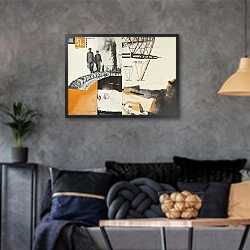 «Plakatentwurf» в интерьере гостиной в стиле лофт в серых тонах