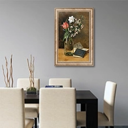 «Натюрморт с весенними цветами» в интерьере современной кухни над столом