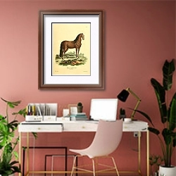 «Лошадь домашняя» в интерьере современного кабинета в розовых тонах