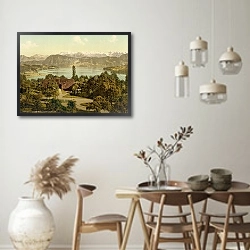 «Швейцария. Люцерн, панорама Альп» в интерьере столовой в стиле ретро