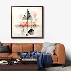 «Треугольники» в интерьере современной гостиной над диваном