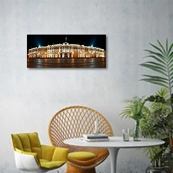 «Россия. Санкт-Петербург. Зимний дворец» в интерьере современной гостиной с желтым креслом
