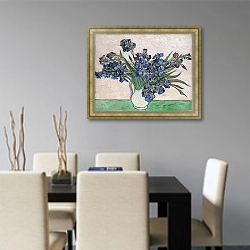 «Натюрморт: ваза с ирисами» в интерьере современной кухни над столом