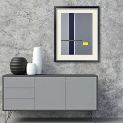 «Birds eye view. Abstract squares 2» в интерьере спальне в стиле минимализм над кроватью