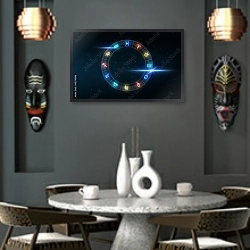 «Знаки зодиака над ночным небом и звездами» в интерьере в этническом стиле над столом