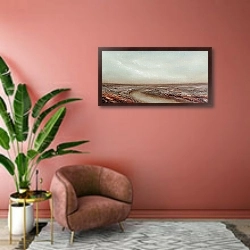 «Бирюзовое небо» в интерьере современной гостиной в розовых тонах