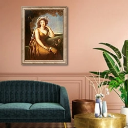 «Comtesse du Barry, holding a rose» в интерьере классической гостиной над диваном