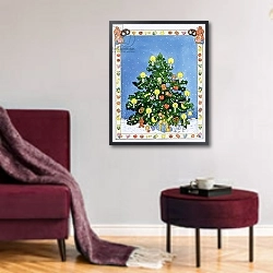 «Christmas Tree 2» в интерьере гостиной в бордовых тонах