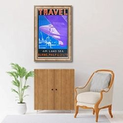 «Travel: Air, Land Sea» в интерьере в классическом стиле над комодом