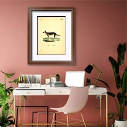 «Волк Canis nigrescens» в интерьере современного кабинета в розовых тонах