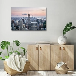 «Предрассветный Нью-Йорк, США» в интерьере современной комнаты над комодом