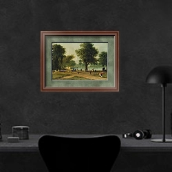 «The Serpentine, Hyde Park» в интерьере кабинета в черных цветах над столом