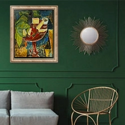 «Red Table Top Still Life, c.1919» в интерьере классической гостиной с зеленой стеной над диваном