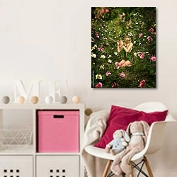 «Розовый сад 1» в интерьере детской комнаты для девочки с розовыми деталями
