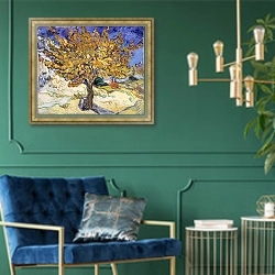 «Mulberry Tree, 1889» в интерьере в классическом стиле с зеленой стеной