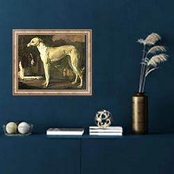 «Portrait of a Greyhound and Spaniel» в интерьере в классическом стиле в синих тонах