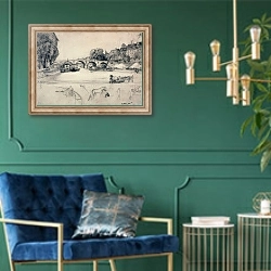 «Le pont Marie» в интерьере в классическом стиле с зеленой стеной