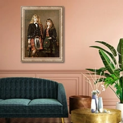 «Two Bairns» в интерьере классической гостиной над диваном