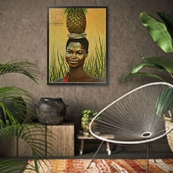 «Pineapple Girl, 2004» в интерьере комнаты в этническом стиле