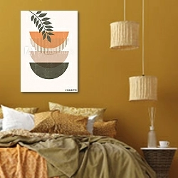 «Осенний коллаж 53» в интерьере спальни  в этническом стиле в желтых тонах