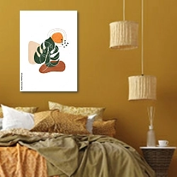 «Тропическая линия 35» в интерьере спальни  в этническом стиле в желтых тонах