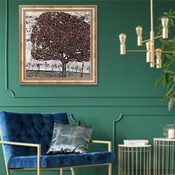 «Яблоня» в интерьере в классическом стиле с зеленой стеной