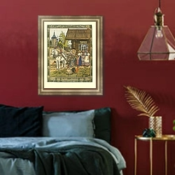 «Русские народные сказки 9» в интерьере гостиной в оливковых тонах