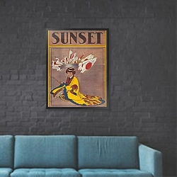 «Sunset Magazine» в интерьере в стиле лофт с черной кирпичной стеной