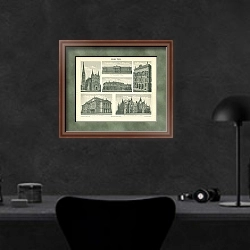 «Здания Лейпцига 2 1» в интерьере кабинета в черных цветах над столом