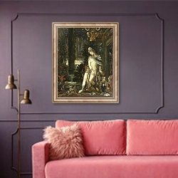 «Susanna and the Elders, c.1895» в интерьере гостиной с розовым диваном