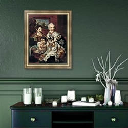 «Портрет графа Григория Григорьевича Кушелева с детьми. 1801» в интерьере в классическом стиле над комодом