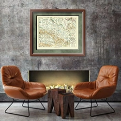 «Карта Силезии» в интерьере в стиле лофт с бетонной стеной над камином