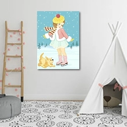 «Зимние забавы» в интерьере детской комнаты для девочки с шалашом