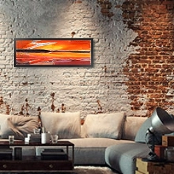 «Phoenix Rising, 2014» в интерьере гостиной в стиле лофт в серых тонах
