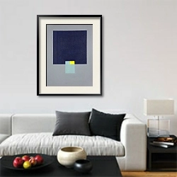 «Birds eye view. Abstract squares 1» в интерьере гостиной в стиле минимализм в светлых тонах
