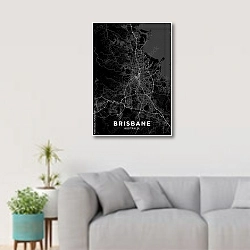 «Темная карта Брисбена» в интерьере светлой гостиной в скандинавском стиле