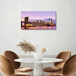 «Нью-Йорк, Бруклинский мост» в интерьере кухни над кофейным столиком