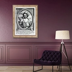 «Masaniello, engraved by Petrus de Iode» в интерьере в классическом стиле в фиолетовых тонах