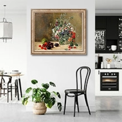 «Натюрморт с цветами и фруктами» в интерьере современной светлой кухни
