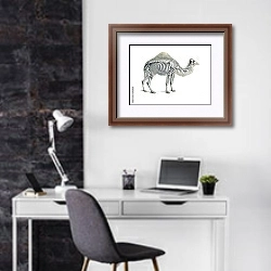 «Скелет верблюда» в интерьере кабинета в черно-белых цветах