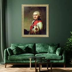 «Portrait of Admiral Jose de Ribas, after 1796» в интерьере зеленой гостиной над диваном