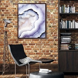 «Geode of white agate stone 24» в интерьере кабинета в стиле лофт с кирпичными стенами
