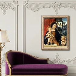 «Madonna and Child with a young John the Baptist, c.1500» в интерьере в классическом стиле над банкеткой