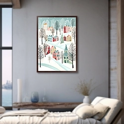 «Иллюстрация с зимними домиками» в интерьере 