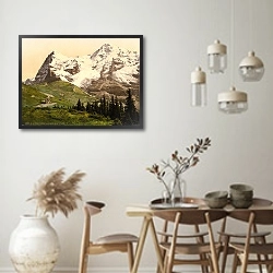 «Швейцария. Долина Венгернальп, горы Монх и Эйгер» в интерьере столовой в стиле ретро