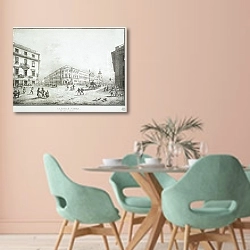 «Вид Садовой улицы» в интерьере современной столовой в пастельных тонах