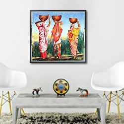 «Three Women, 1993» в интерьере в этническом стиле в коричневых цветах