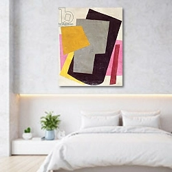 «Untitled 4» в интерьере светлой минималистичной спальне над кроватью