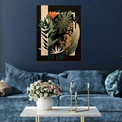 «Botanica 18» в интерьере современной гостиной в синем цвете